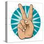 Pop Art Victory Hand Sign-jorgenmac-Stretched Canvas