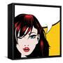 Pop Art Woman Winks. Vector Illustration. Happy Winking Young Woman.-Gal Amar-Framed Stretched Canvas