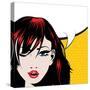 Pop Art Woman Winks. Vector Illustration. Happy Winking Young Woman.-Gal Amar-Stretched Canvas