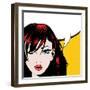 Pop Art Woman Winks. Vector Illustration. Happy Winking Young Woman.-Gal Amar-Framed Art Print