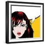 Pop Art Woman Winks. Vector Illustration. Happy Winking Young Woman.-Gal Amar-Framed Art Print