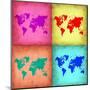 Pop Art World Map 1-NaxArt-Mounted Art Print