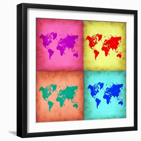 Pop Art World Map 1-NaxArt-Framed Art Print
