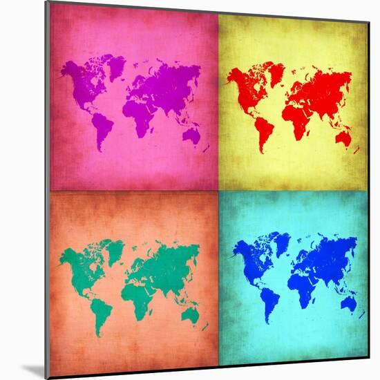 Pop Art World Map 1-NaxArt-Mounted Art Print