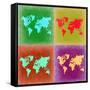 Pop Art World Map 3-NaxArt-Framed Stretched Canvas