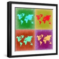 Pop Art World Map 3-NaxArt-Framed Art Print