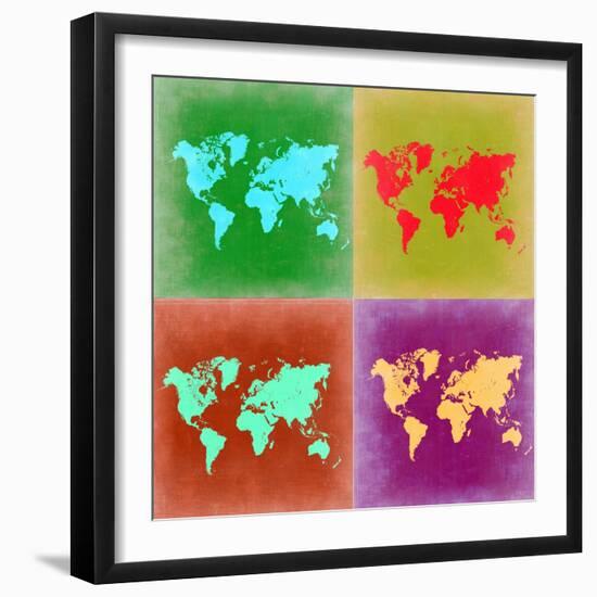 Pop Art World Map 3-NaxArt-Framed Art Print