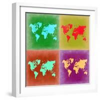 Pop Art World Map 3-NaxArt-Framed Art Print