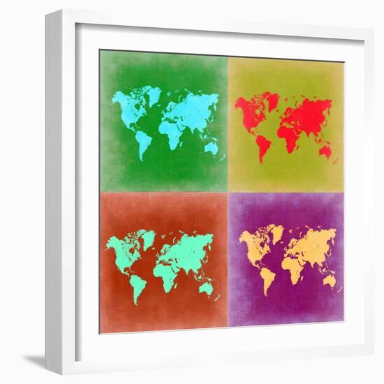 Pop Art World Map 3-NaxArt-Framed Art Print