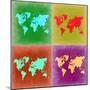 Pop Art World Map 3-NaxArt-Mounted Art Print