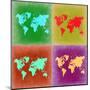 Pop Art World Map 3-NaxArt-Mounted Art Print