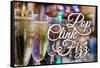 Pop Clink Fizz - Champagne Glasses-Lantern Press-Framed Stretched Canvas