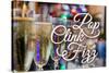 Pop Clink Fizz - Champagne Glasses-Lantern Press-Stretched Canvas