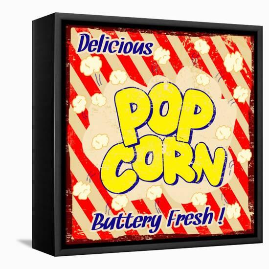 Pop Corn Vintage Poster-radubalint-Framed Stretched Canvas