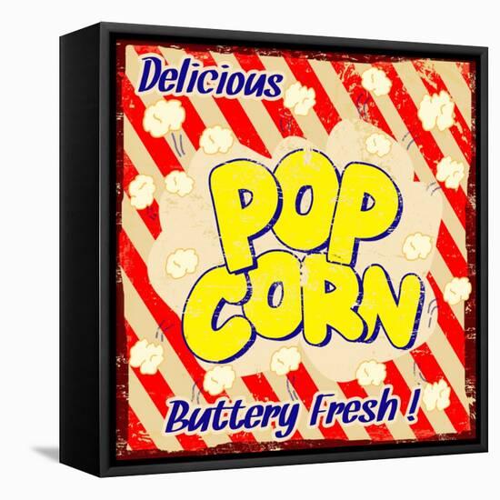 Pop Corn Vintage Poster-radubalint-Framed Stretched Canvas