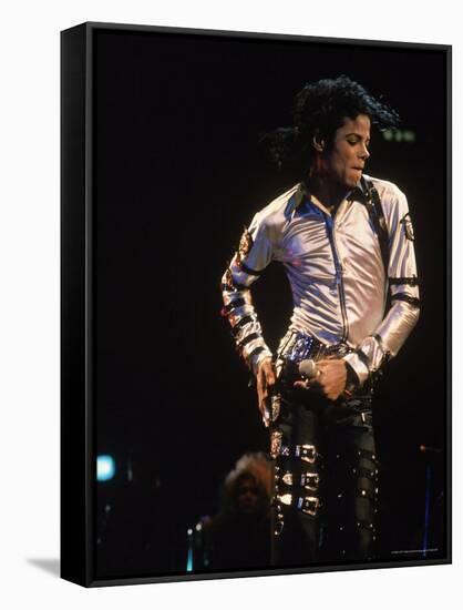 Pop Entertainer Michael Jackson Singing and Dancing at Event-David Mcgough-Framed Stretched Canvas