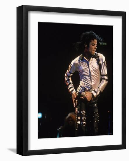 Pop Entertainer Michael Jackson Singing and Dancing at Event-David Mcgough-Framed Premium Photographic Print