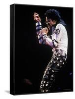 Pop Entertainer Michael Jackson Singing at Event-David Mcgough-Framed Stretched Canvas