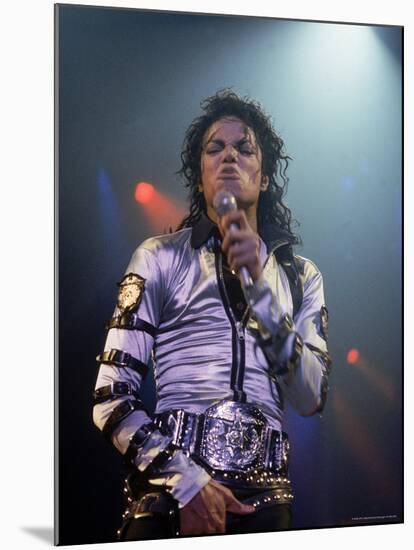 Pop Entertainer Michael Jackson Singing at Event-David Mcgough-Mounted Premium Photographic Print