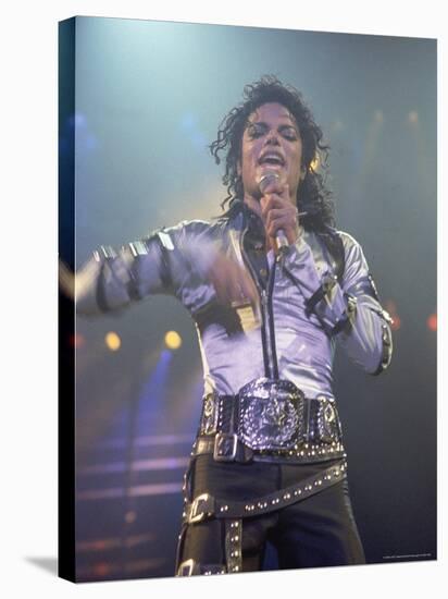 Pop Entertainer Michael Jackson Singing at Event-David Mcgough-Stretched Canvas