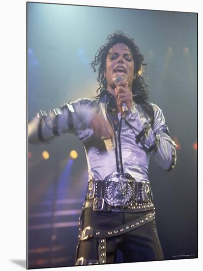 Pop Entertainer Michael Jackson Singing at Event-David Mcgough-Mounted Premium Photographic Print