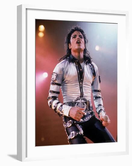 Pop Entertainer Michael Jackson Singing at Event-David Mcgough-Framed Premium Photographic Print