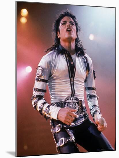 Pop Entertainer Michael Jackson Singing at Event-David Mcgough-Mounted Premium Photographic Print