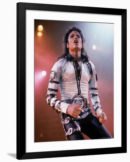 Pop Entertainer Michael Jackson Singing at Event-David Mcgough-Framed Premium Photographic Print