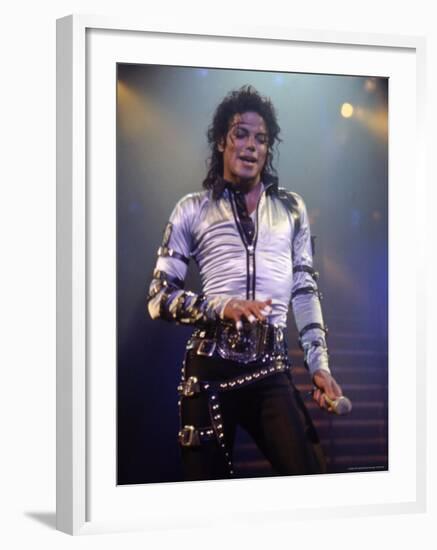 Pop Entertainer Michael Jackson Singing at Event-David Mcgough-Framed Premium Photographic Print