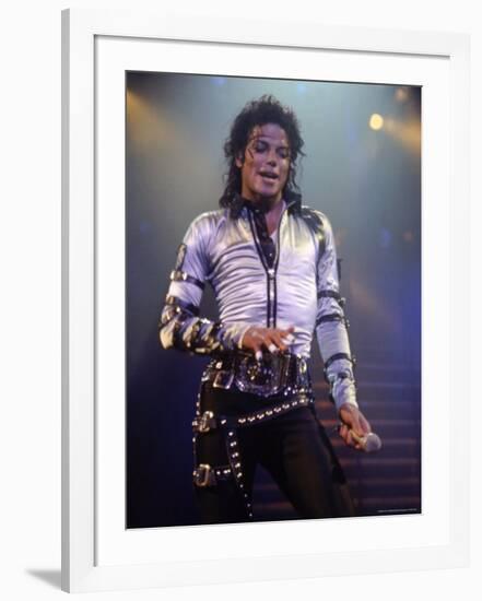 Pop Entertainer Michael Jackson Singing at Event-David Mcgough-Framed Premium Photographic Print