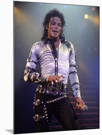 Pop Entertainer Michael Jackson Singing at Event-David Mcgough-Mounted Premium Photographic Print