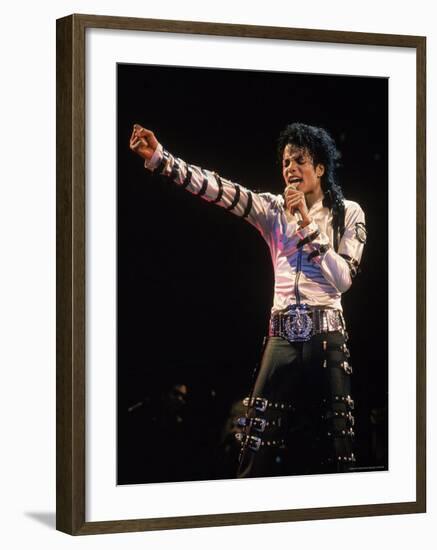 Pop Entertainer Michael Jackson Singing at Event-David Mcgough-Framed Premium Photographic Print