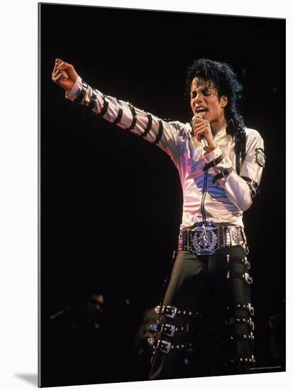 Pop Entertainer Michael Jackson Singing at Event-David Mcgough-Mounted Premium Photographic Print