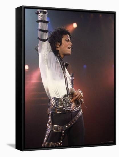 Pop Entertainer Michael Jackson Striking a Pose at Event-David Mcgough-Framed Stretched Canvas