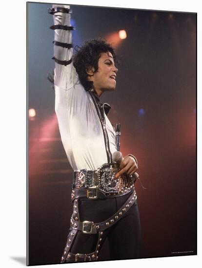 Pop Entertainer Michael Jackson Striking a Pose at Event-David Mcgough-Mounted Premium Photographic Print
