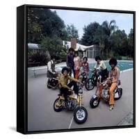 Pop Group Jackson Five: Jackie, Parents Joe and Katherine, Marlon, Tito, Jermaine and Michael-John Olson-Framed Stretched Canvas