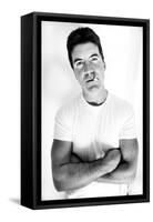 Pop Idol Judge Simon Cowell Poses Smoking a Cigarette at Max Clifford's Office London-null-Framed Stretched Canvas