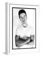 Pop Idol Judge Simon Cowell Poses Smoking a Cigarette at Max Clifford's Office London-null-Framed Photographic Print