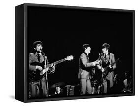 Pop Music Group the Beatles in Concert George Harrison, Paul McCartney, John Lennon-Ralph Morse-Framed Stretched Canvas