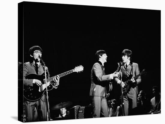 Pop Music Group the Beatles in Concert George Harrison, Paul McCartney, John Lennon-Ralph Morse-Stretched Canvas