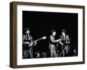 Pop Music Group the Beatles in Concert George Harrison, Paul McCartney, John Lennon-Ralph Morse-Framed Premium Photographic Print