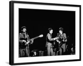 Pop Music Group the Beatles in Concert George Harrison, Paul McCartney, John Lennon-Ralph Morse-Framed Premium Photographic Print