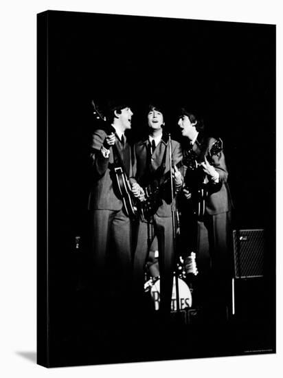 Pop Music Group the Beatles in Concert Paul McCartney, John Lennon, George Harrison-Ralph Morse-Stretched Canvas