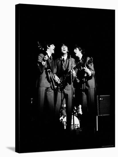 Pop Music Group the Beatles in Concert Paul McCartney, John Lennon, George Harrison-Ralph Morse-Stretched Canvas