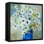 Pop of White Flowers in Blue Vase-Lanie Loreth-Framed Stretched Canvas