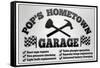 Pop's Hometown Garage Automotive Print Poster-null-Framed Stretched Canvas