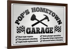 Pop's Hometown Garage Automotive Print Poster-null-Framed Poster