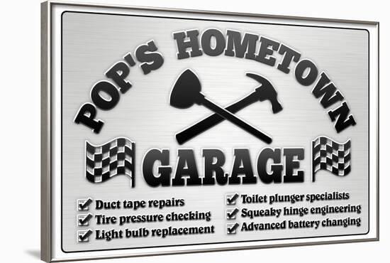 Pop's Hometown Garage Automotive Print Poster-null-Framed Poster