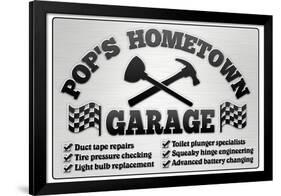 Pop's Hometown Garage Automotive Print Poster-null-Framed Poster