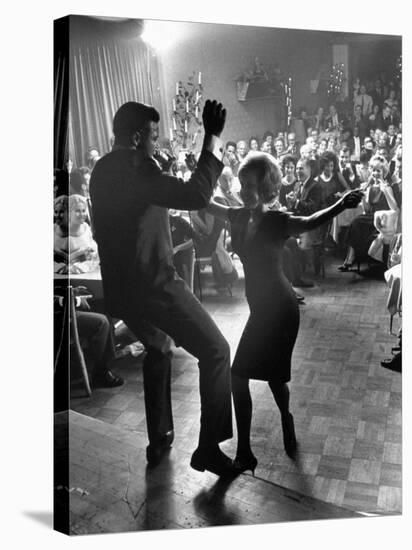 Pop Singer Chubby Checker Singing His Hit Song "The Twist" at the Crescendo Nightclub-Ralph Crane-Stretched Canvas